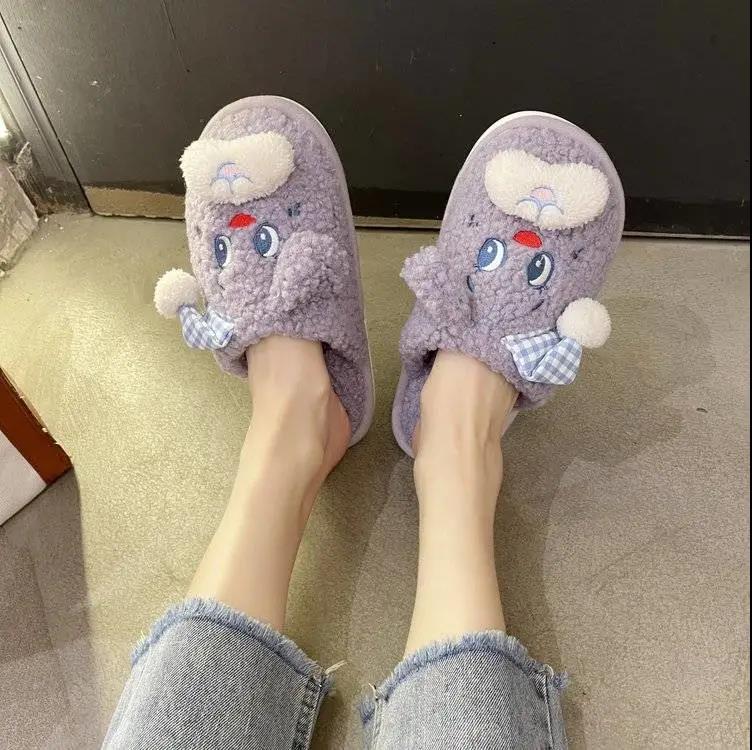 Designed Autumn and Winter Warm Cotton Slippers Flat Shoes Indoor and Outdoor Non-slip Casual Slippers Light Soft Shoes