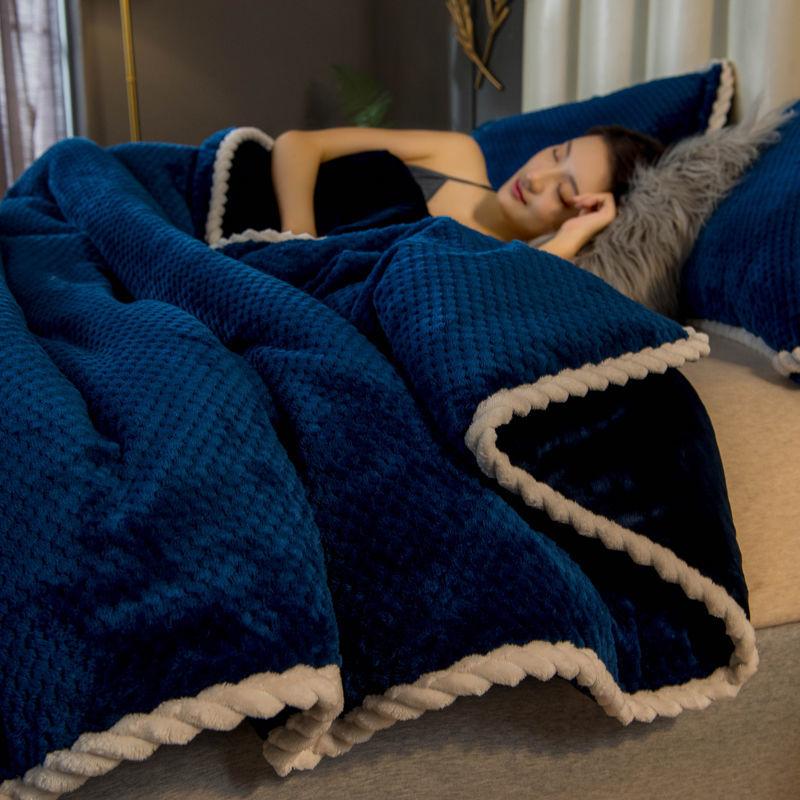 Double-layer Multifunctional Blanket Quilt Cover Thick Warm Fleece Blanket Coral Flannel Sofa Bedroom Nap Leisure Cover Blanket