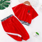 2PCS Children Clothing Set Spring Summer Girls Suits Printing Letter Cherry Short Sleeve Tops + Pants Clothing Set