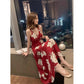 Women Sexy Backless Dress Summer Bohemian Floral Print Long Dresses Femal Plus Size V-Neck Vestidos