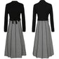 Knitted Dress Women's Clothing Autumn Winter 2021 Fashion Knit Stitching Pleated Dress with Bow Loose Loose Waist