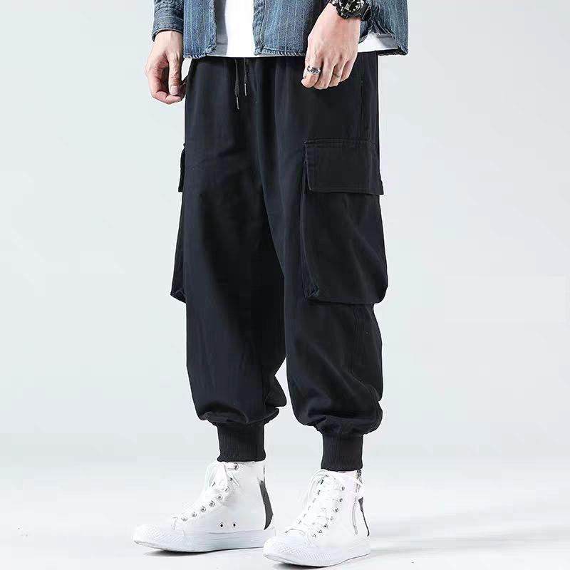 Men's Large Size Overalls Casual Pants Trend Pocket Cropped Pants Sports Pants