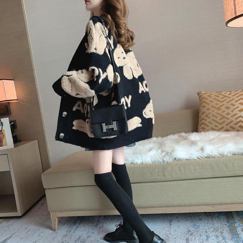 Autumn and Winter Casual Loose Sweater Ins Style Knitted Cardigan Top Fashion Simple Female Jacket