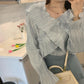 Spring and Summer Palace Style Trumpet Sleeve Shirt Women  Lotus Sleeve