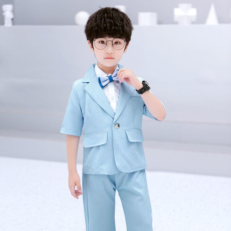 Boys Suit Three-piece Small Suit Host Piano Performance Clothes Male Flower Girl Dress Handsome British Tide