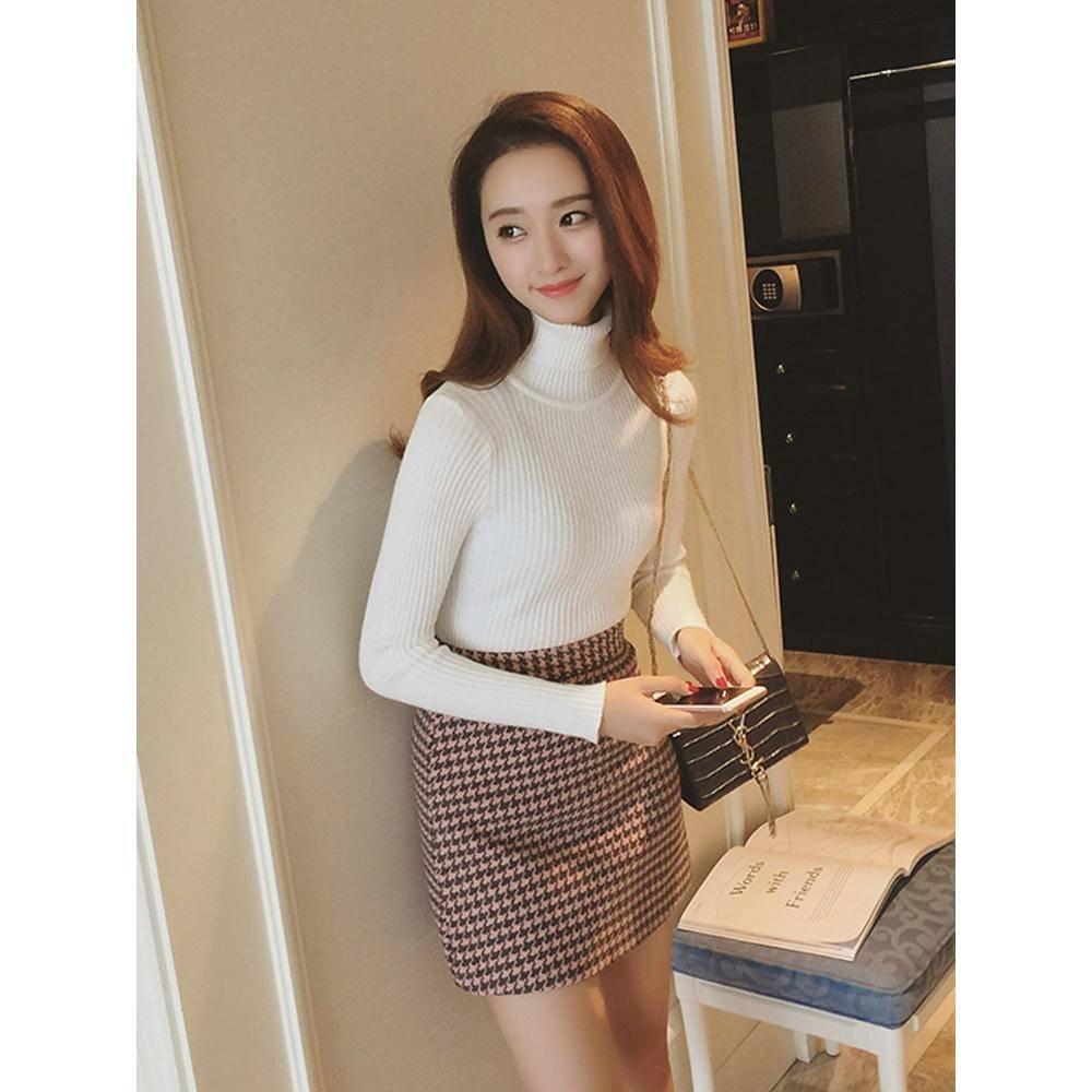 Slim Warm Turtleneck Sweater Autumn and Winter High Collar Thick Sweater Women's Wild Long Sleeves