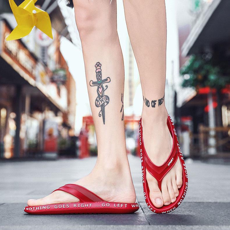 Men's and Women's Spring Summer Outdoor Printing Beach Slip-on Slippers Large Size Non-slip Indoor Bathroom Flat Couple Slippers