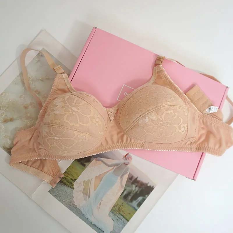 Large Size Women's Underwear No Steel Ring Full Cup Bra Ultra-thin Breathable and Lightweight Embroidered Bra
