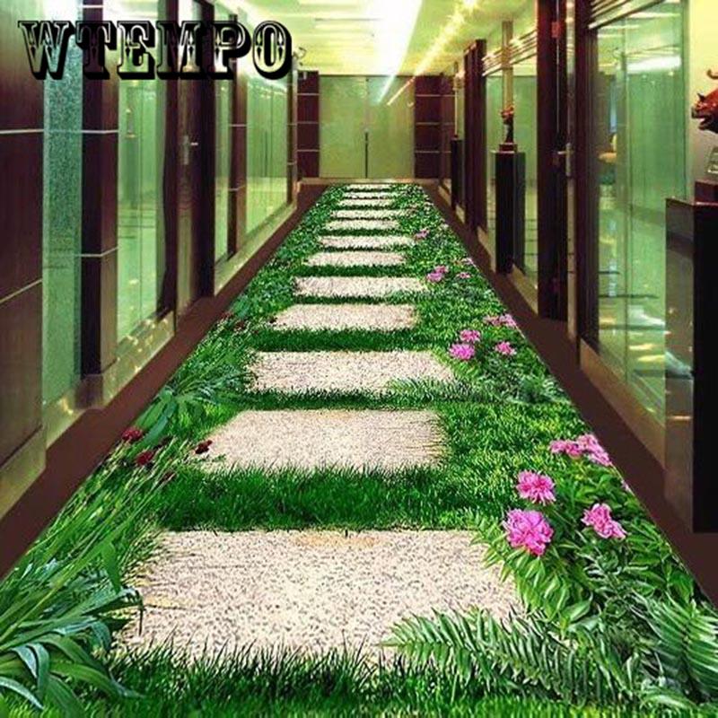 3D Plant Hallway Carpet Pastoral Rugs Corridor Floor Mat Soft Aisle Stairs Anti-slip Long