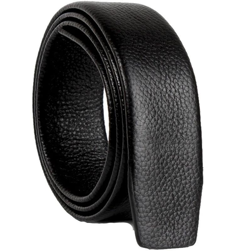 Automatic Buckle Headless Double-sided First Layer Cowhide Belt Male Mid-green Leather Business Versatile Real Cowhide Belt Without Buckle Body