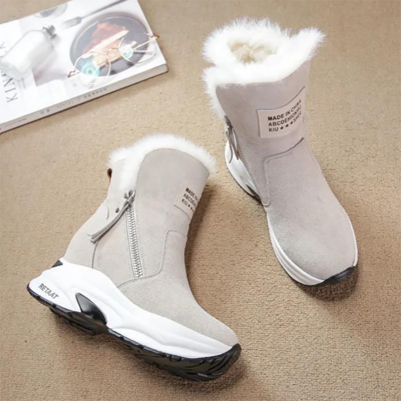 Thick-soled Snow Boots Women's Winter All-match Inner Heightening Women's Shoes Plus Velvet Thickening Martin Boots Warm Boots
