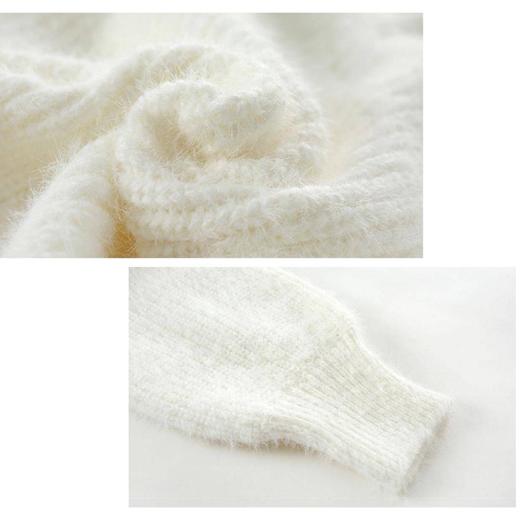 Autumn Winter Women's Knitted Pullovers Sweater O-NECK Lantern Sleeve Mink Cashmere Thick Keep Warm