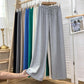 Waffle Elastic High Waist Casual Pants Autumn and Winter Women's Korean Style Loose Drape Wide Leg Trousers Show Leg Length Sports Jogging Pants