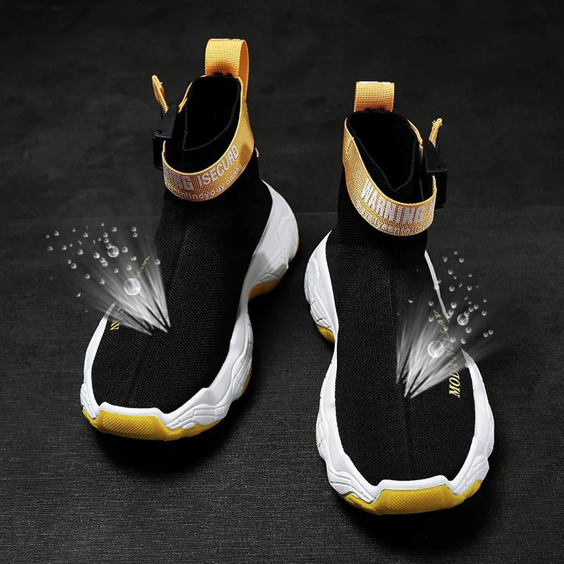 Men's High Top Sneakers Korean Style Trendy All-match Socks Shoes Teen Student Trendy Shoes