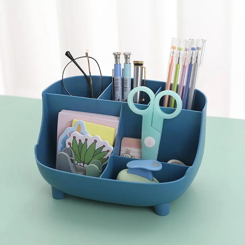 Nordic 6 Grid Oblique Insert Creative Pen Holder Multifunctional Desktop Decoration Ornaments Cosmetic Brush Pen Bucket Storage Box