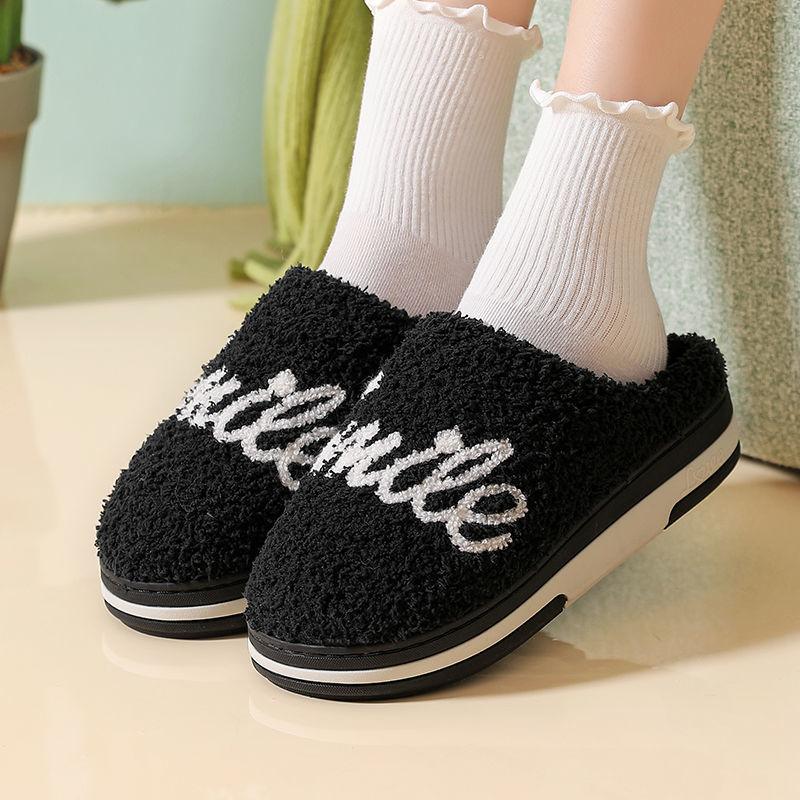 Autumn and Winter Pure Cotton Slippers Indoor Non-slip Soft-soled Shoes Warm Simple Plush Cotton Shoes