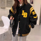 Spring and Autumn Cardigan Thin Sweater Women's Top Loose Student Baseball Uniform Jacket
