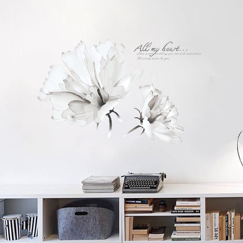 Simple flower wall stickers all my heart self-adhesive painting wallpaper lily murals