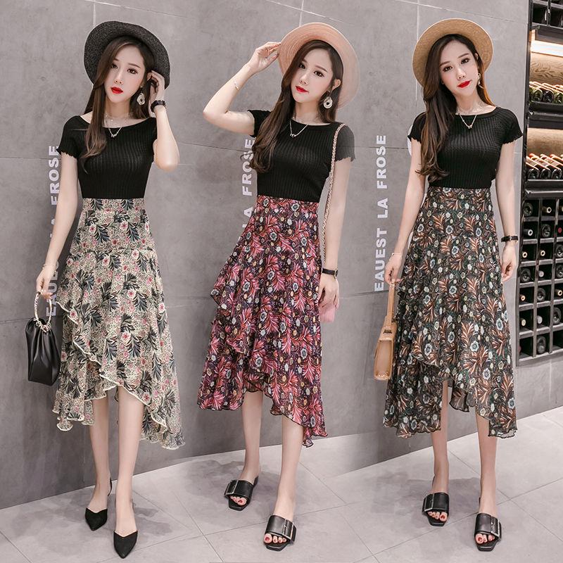 Long Chiffon Skirt Women Fashion 2020 Summer High Waist Floral Print Holiday Boho Beach Skirt Female
