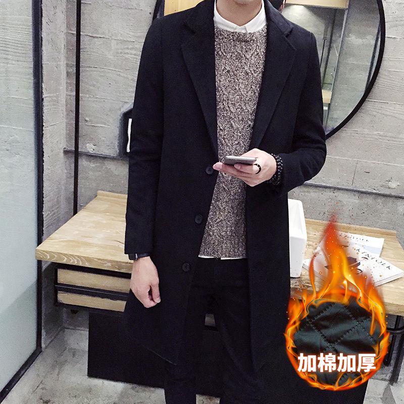 Men's Woolen Coat Long Windbreaker Man Jacket Overcoat for Male Casual Outer Wear Men Clothing