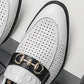 Slip on Formal Dress Shoes for Man Leather Men Shoes Summer Hollow Breathable Oxfords Man Casual Shoes