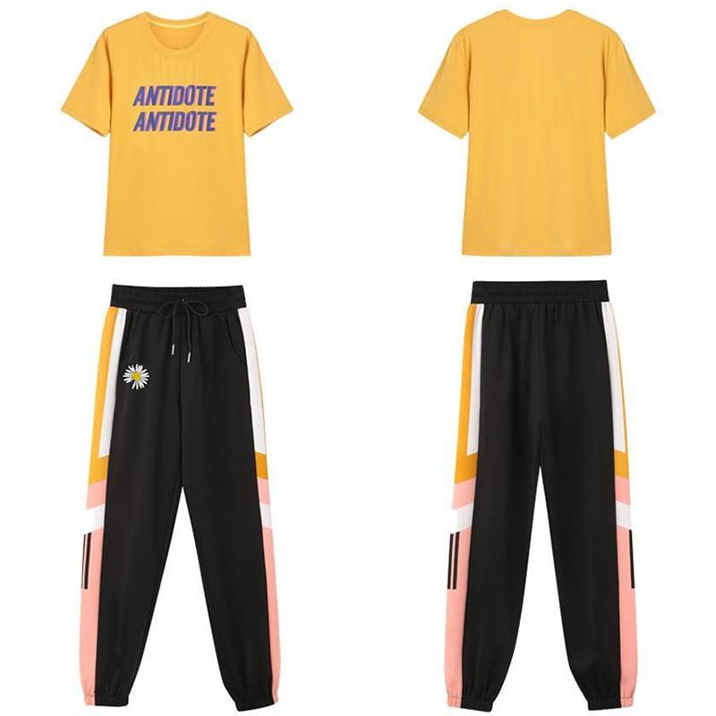 Sports and Leisure Women's Spring and Summer Small Daisy Loose Pants Short-sleeved Two-piece Cute Sports Suit Beautiful and Comfortable