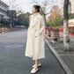 Autumn and winter over-the-knee trend wild woolen coat women white woolen coat mid-length