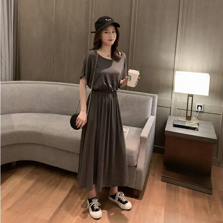 Women Lengthen Summer Light Long Sleeve Modal Cute Soft Casual Home Clothing Friends Party Dress