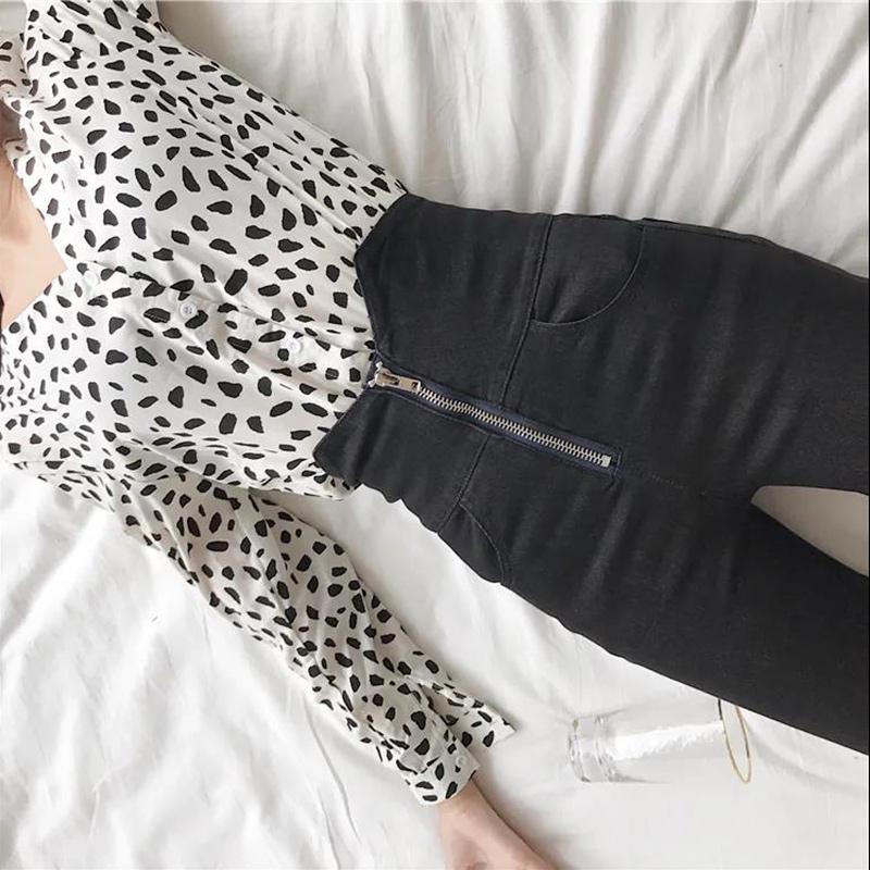 Women's Spring and Autumn High-waisted Thin Feet Pencil Pants Girls All-match Elastic Skinny Jeans