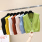 Women's Short Zipper Sweater Vest Autumn and Winter Korean Slim Sleeveless Sweater Sweater Vest Jacket