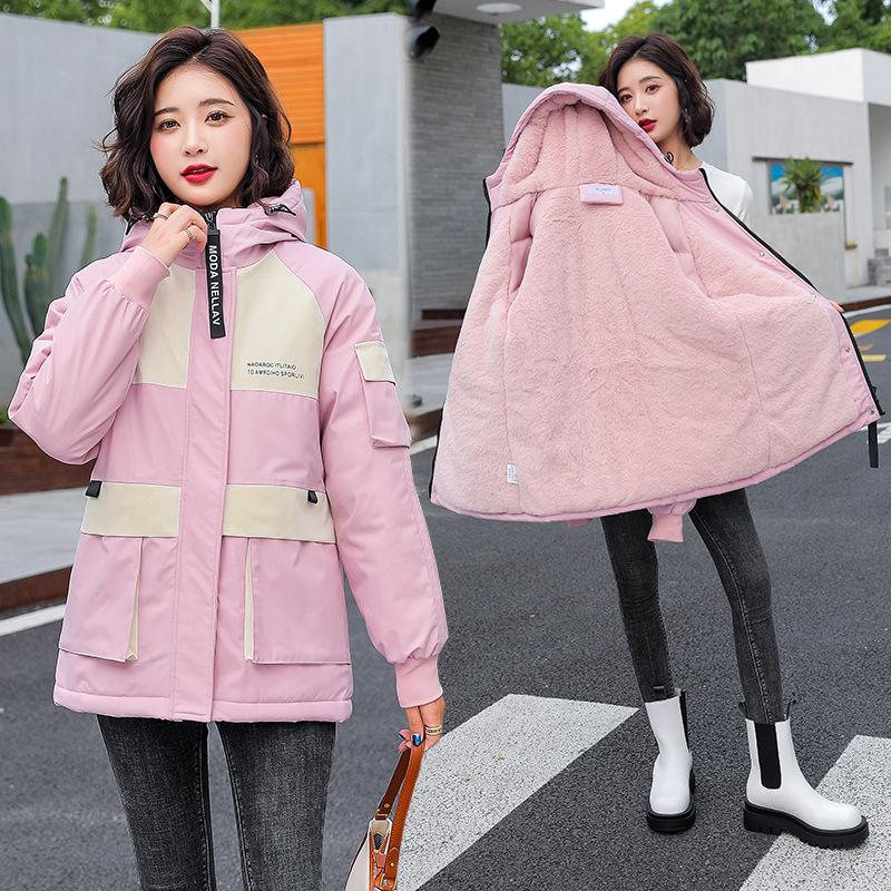 Winter Women's Color Matching Party Overcomes The Loose Short Workwear Padded Jacket