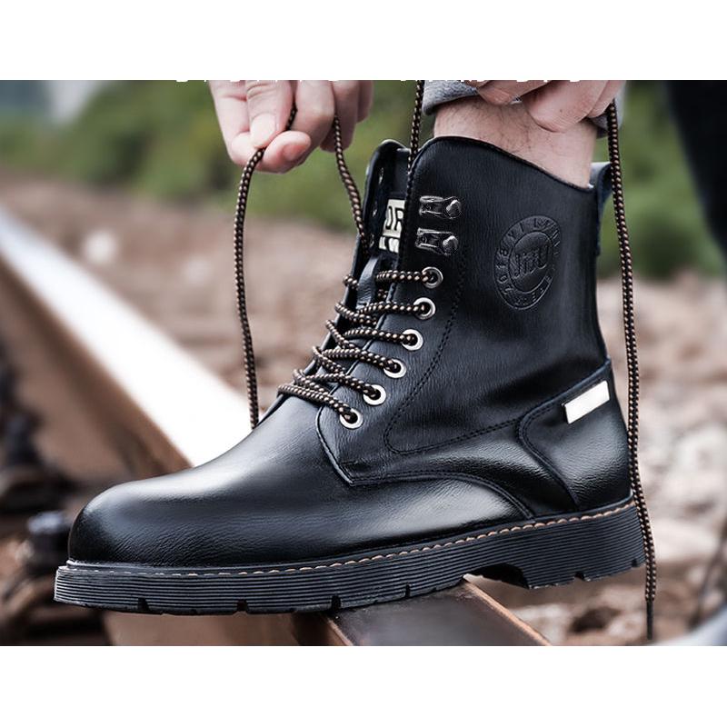 Pair of Martin Boots Men's Shoes Autumn and Winter British Style Leather Shoes Casual Men's Boots