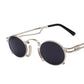 WTEMPO Small Frame Steampunk Sunglasses Women Men Brand Designer Metal Oval Sunglasses For Unisex Vi