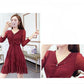 Dinner Dress Women's Fashion Temperament Long Sleeve Sexy Bright Diamond Mesh Drawstring V-neck