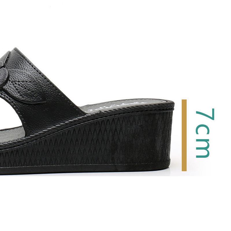 Sandals and Slippers Women Summer Outer Wear Thick Bottom Non-slip Bath Home Beach Shoes Wedge Heel Soft Bottom Ladies Slippers