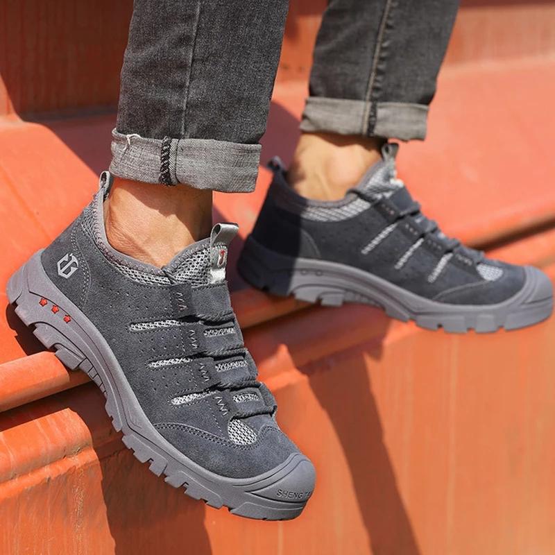 Men's Steel Toe Safety Shoes Breathable Work Boots Men Puncture-Proof Work Sneakers