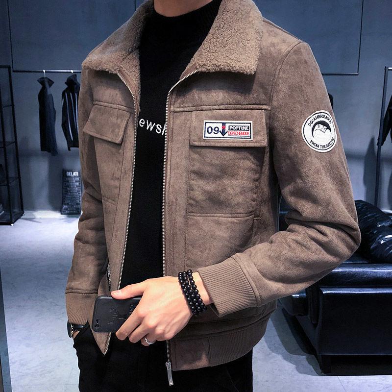 Fashion Urban Men's Jacket Autumn and Winter Fashion Trend Slim Thickening Plus Velvet Warm Jacket