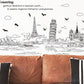Simple Style Pen Painting Architectural Style Building Wall Stickers City Landscape Wallpaper