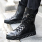 High-top Men's Leather Boots Men's High-top Round Toe Martin Boots Korean Style Boots