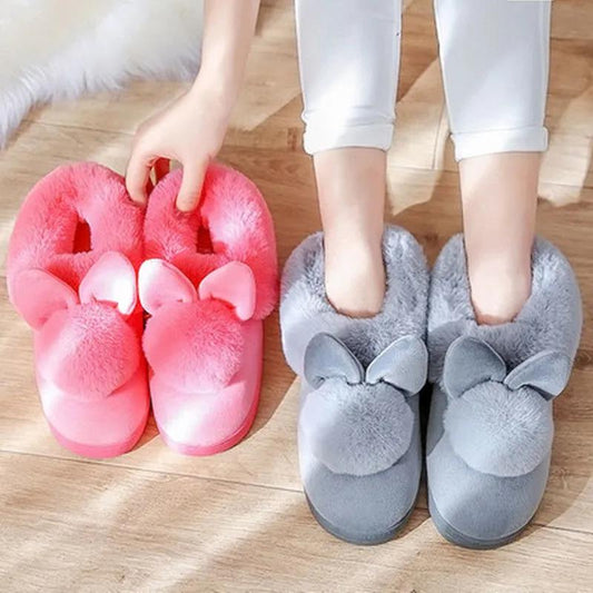 Cotton Slippers Women's Warmth Thick-soled Confinement Winter Couples Furnishings Cute Furry Indoor All-inclusive Heel Cotton Shoes