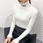 Turtleneck Women's Sweater Fashion Korean Loose Pullover Knit Bottoming Shirt Plus Velvet Pullover Beige Sweater Tops