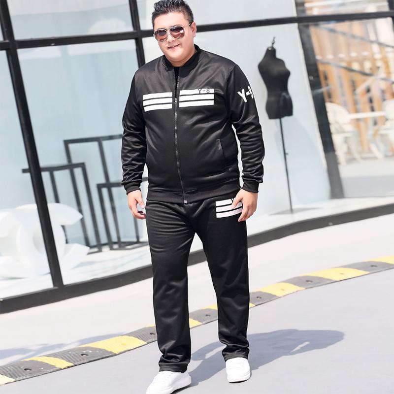 Plus Size Men's Clothing Spring and Autumn Plus Fertilizer Plus Trousers Fat Trend Casual Sports Fat Man Jacket Men's Sweater Suit