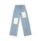 Retro High Waist All-match Loose Straight Pants Autumn and Winter Personality Ripped Beggar Patch Jeans