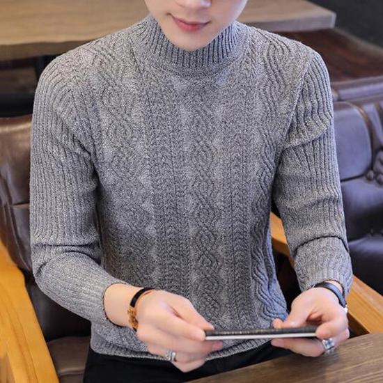 2019 Autumn Winter Warm Wool Sweaters Casual Turtleneck Pullovers Men Brand Slim Fit Sweater