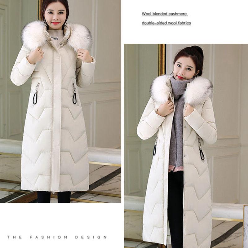 Winter Big Fur Collar Mid-length Padded Jacket Plus Size Slim Padded Jacket Fashionable Over-the-knee Female Down Padded Jacket