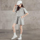 Girls' Sports Suit Summer Net Celebrity Foreign Atmosphere Big Boy Short-sleeved T-shirt Casual Shorts Two-piece Suit