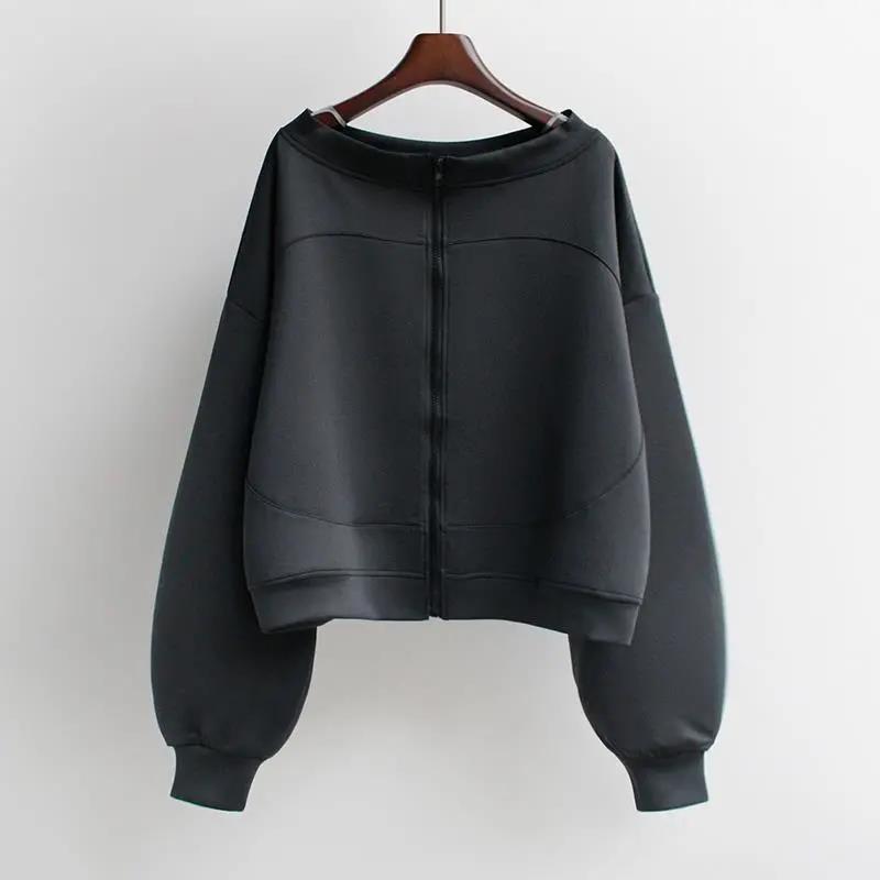 Korean Version of The Shoulder Shirt Short Long-sleeved Sweater Female Jacket Loose Lazy