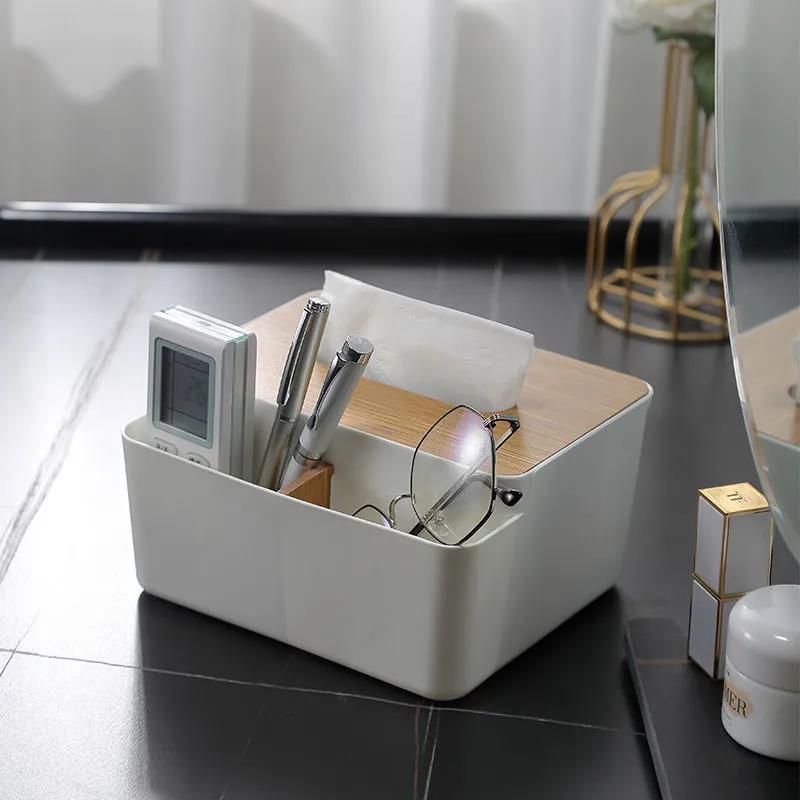 Wooden Simple Multifunctional Tissue Box Home Living Room Kitchen Bedroom Remote Control Drawer Desktop Storage Box