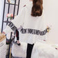 Personalized Round Neck Sweater Women Loose Letter Printing Irregular Split Hem Pullover Sweater Outer Wear