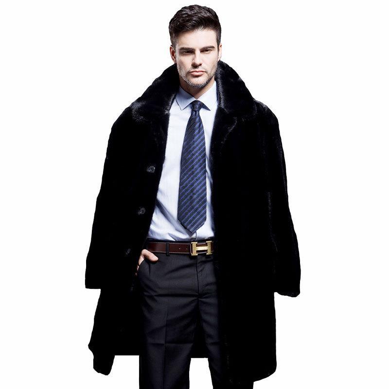 Fur Coat High Imitation Mink Fur Coat Whole Mink Man Coat Long Hooded Suit Collar Coat
